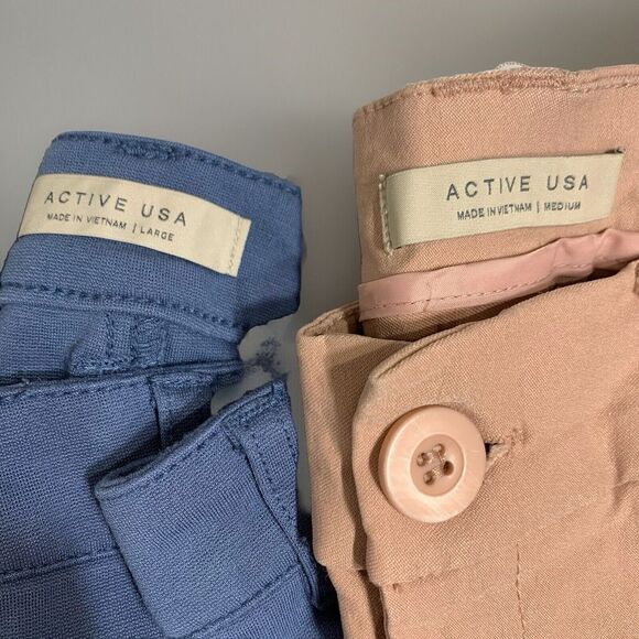 Active‎ USA Womens Pants (2 Pair) Pink Stretch Chino & Blue Jeggings Rayon Blend - Picture 2 of 12